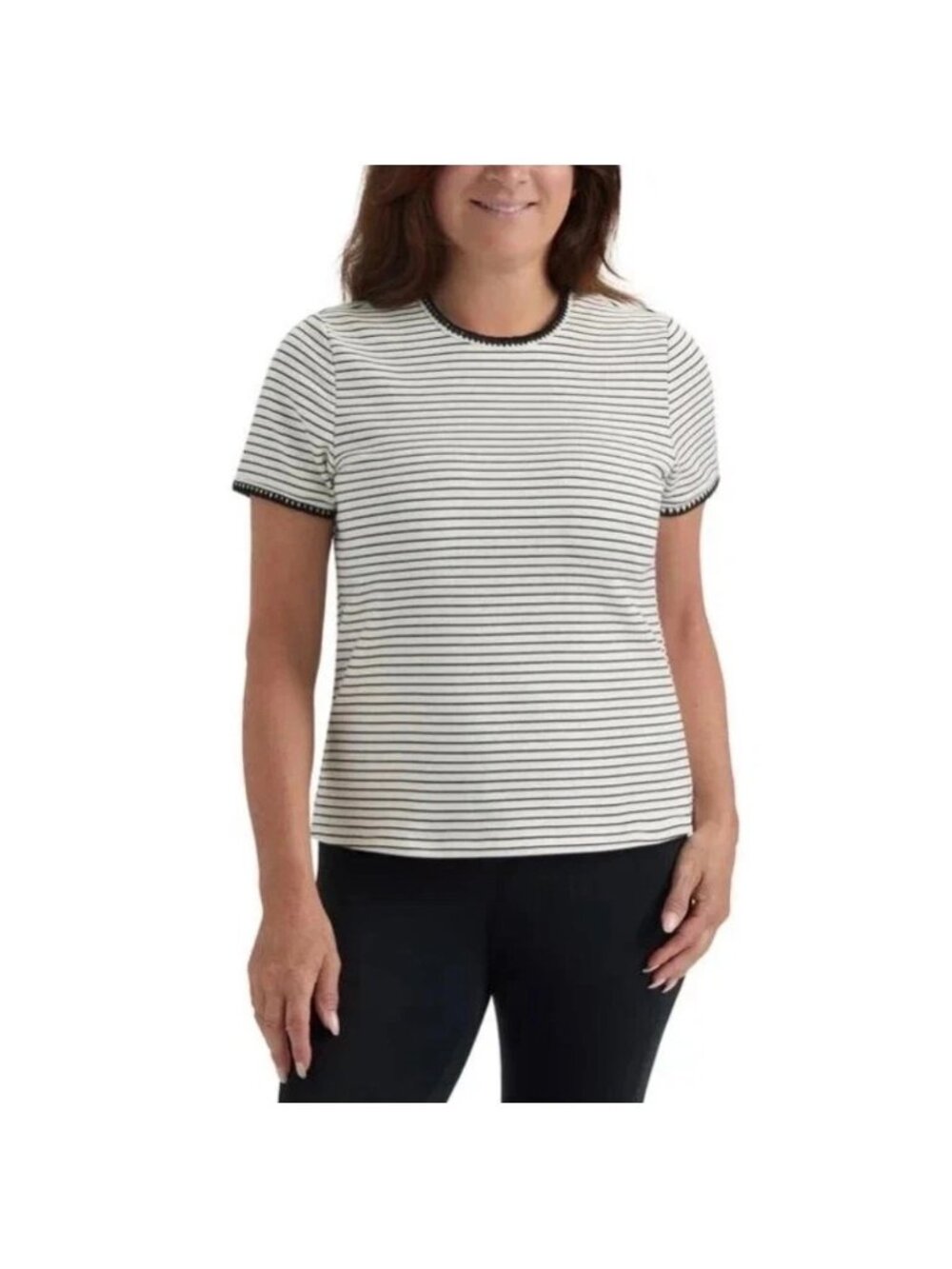 Striped Black & White Womens T-Shirt XXL By Teddi Rose